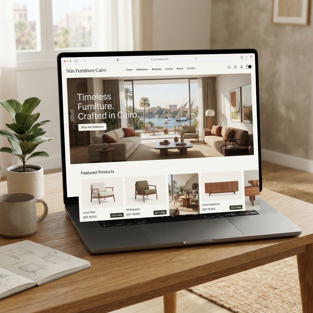 Editorial ecommerce desktop storefront interface layout
